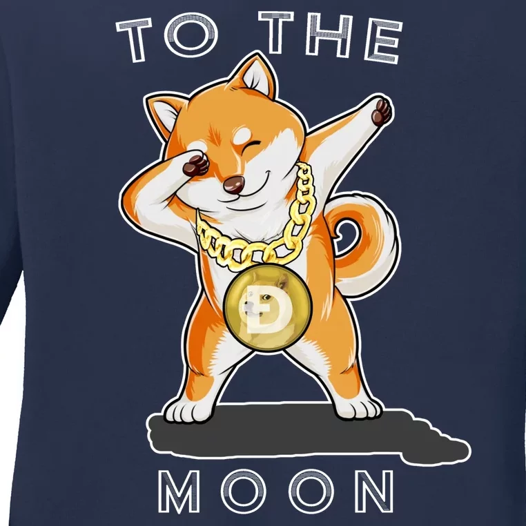 Dogecoin Dab To The Moon Ladies Long Sleeve Shirt