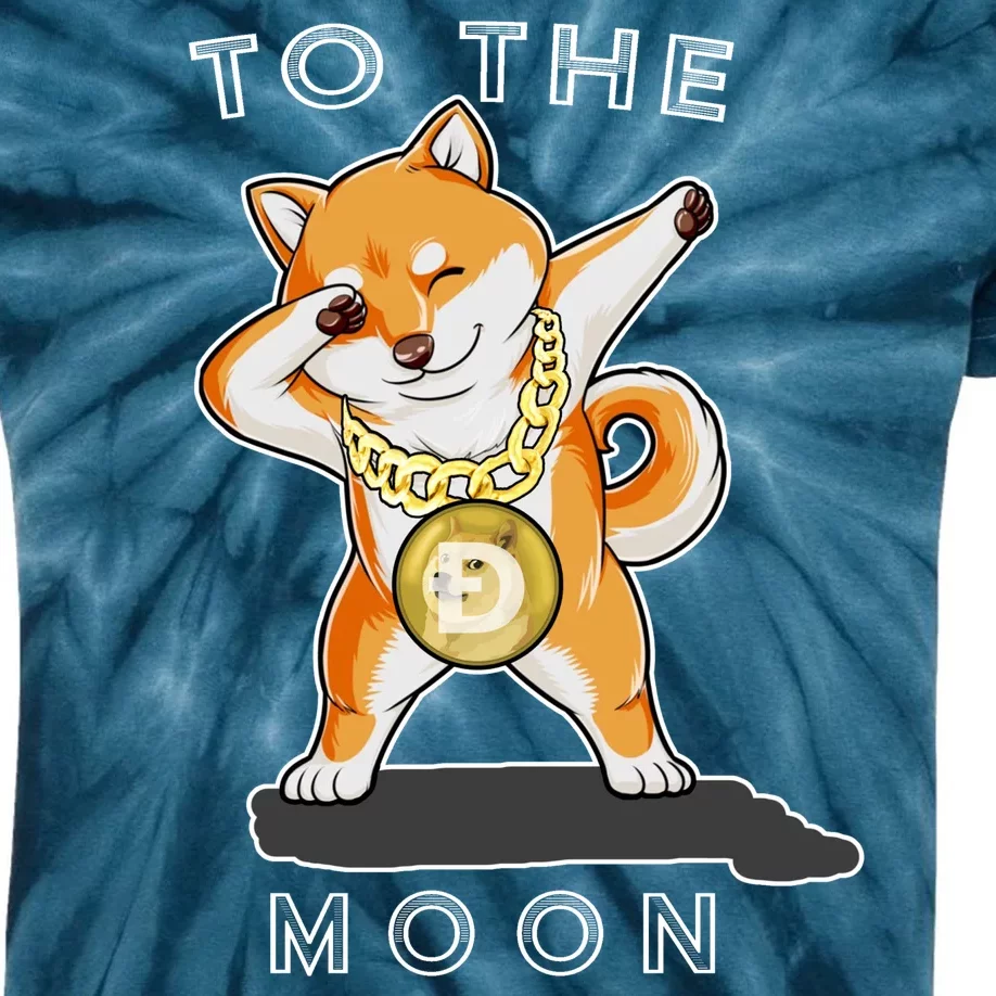 Dogecoin Dab To The Moon Kids Tie-Dye T-Shirt