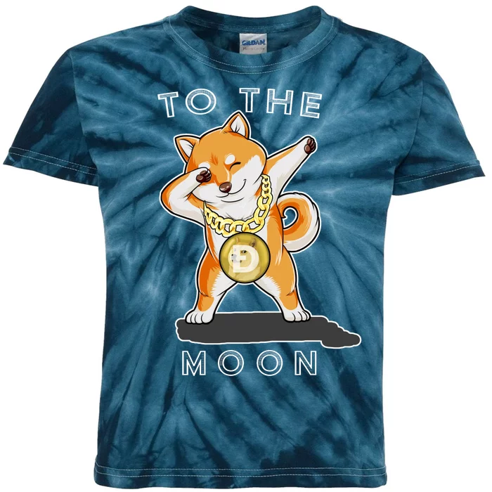 Dogecoin Dab To The Moon Kids Tie-Dye T-Shirt