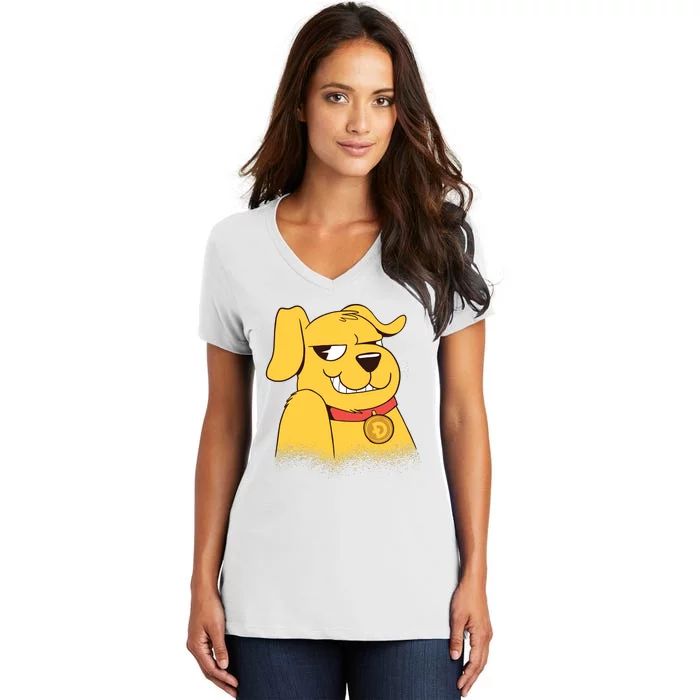 DogeCoin Dog Women's V-Neck T-Shirt