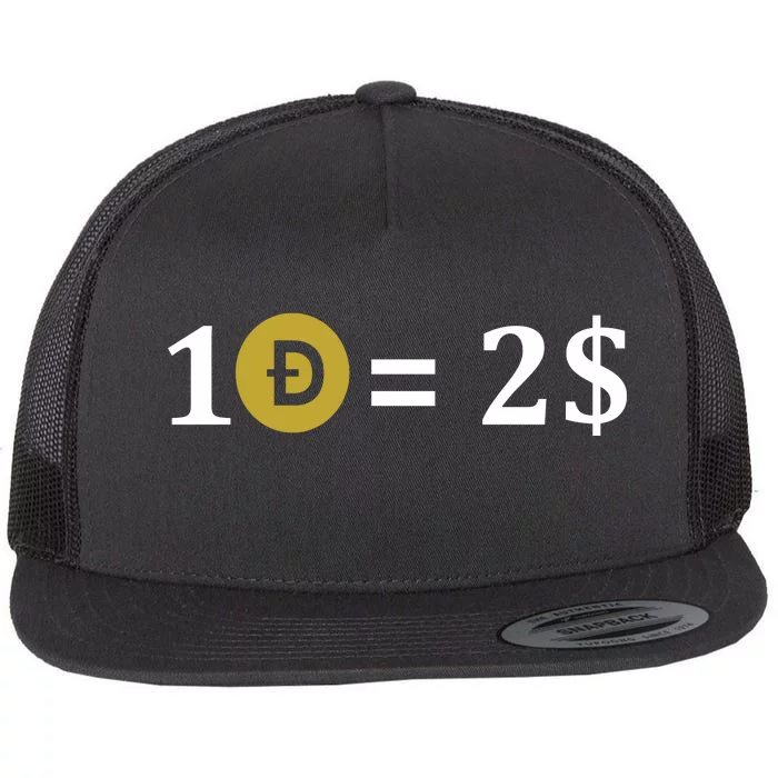 Dogecoin Equal 2 Dollars Doge Crypto Currency Flat Bill Trucker Hat