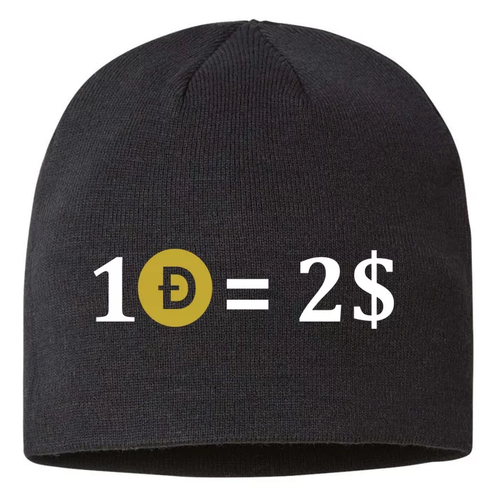 Dogecoin Equal 2 Dollars Doge Crypto Currency 8 1/2in Sustainable Knit Beanie