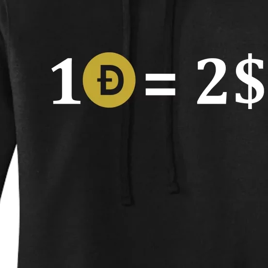 Dogecoin Equal 2 Dollars Doge Crypto Currency Women's Pullover Hoodie