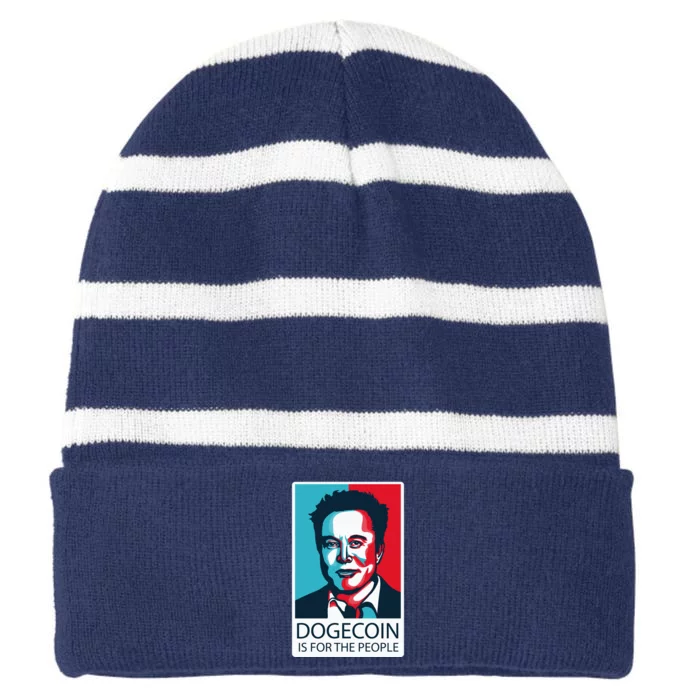 Dogecoin Is For The People Elon Musk Striped Beanie with Solid Band