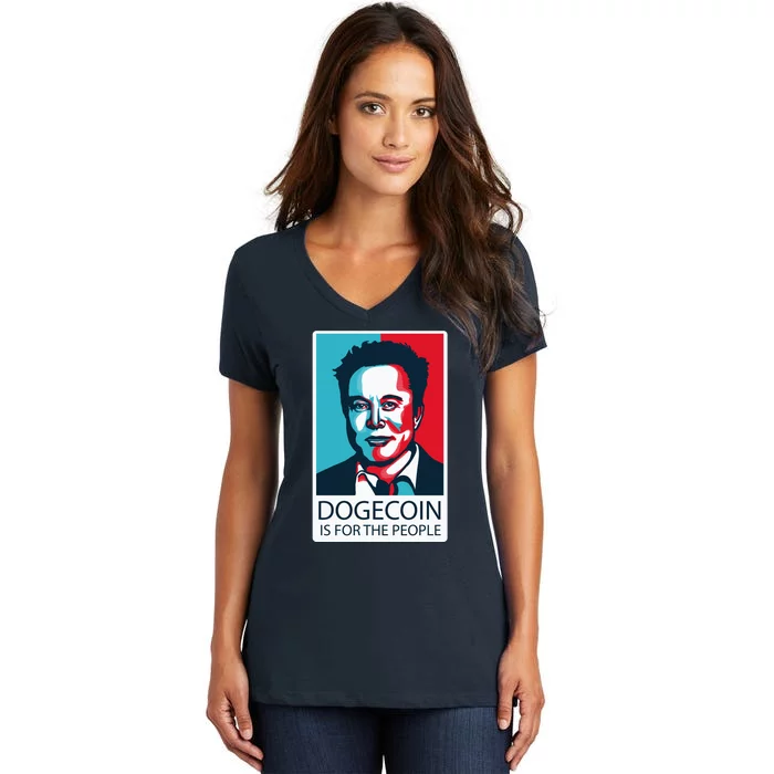 Dogecoin Is For The People Elon Musk Women's V-Neck T-Shirt