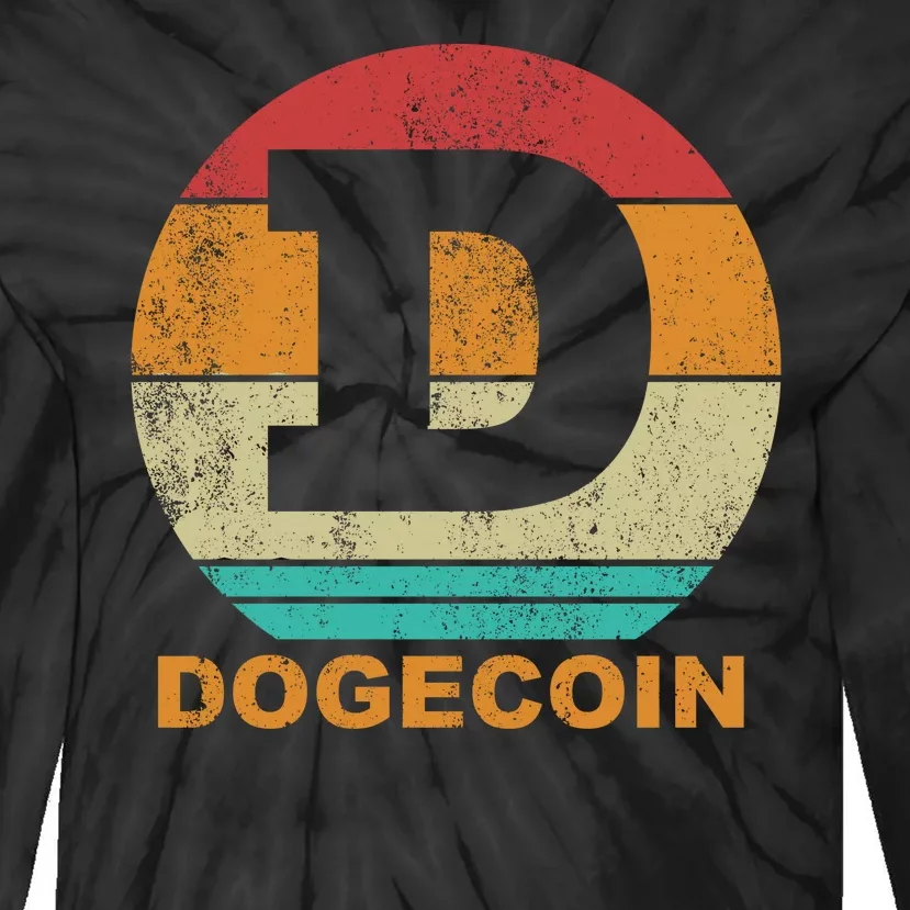 Dogecoin Meme Retro Vintage Style Tie-Dye Long Sleeve Shirt