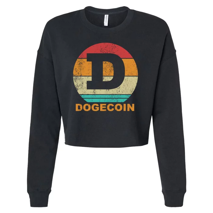 Dogecoin Meme Retro Vintage Style Cropped Pullover Crew