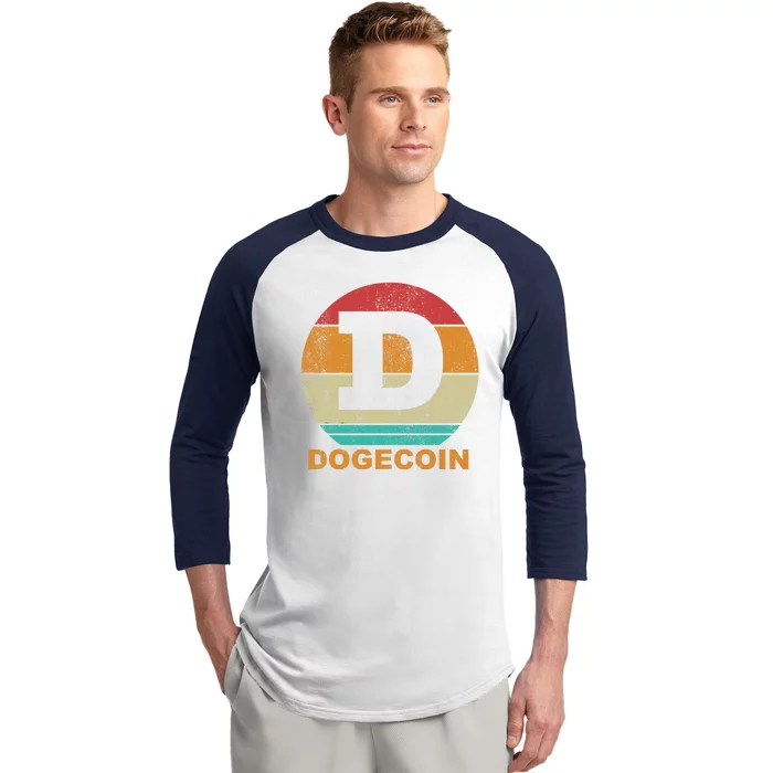 Dogecoin Meme Retro Vintage Style Baseball Sleeve Shirt