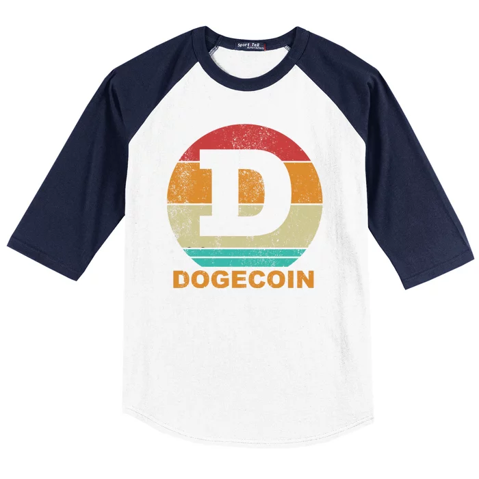 Dogecoin Meme Retro Vintage Style Baseball Sleeve Shirt