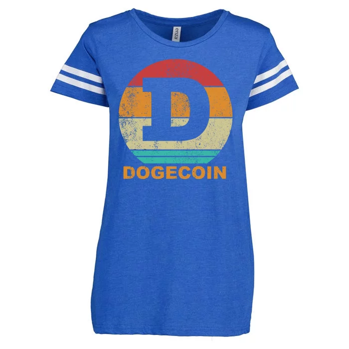 Dogecoin Meme Retro Vintage Style Enza Ladies Jersey Football T-Shirt