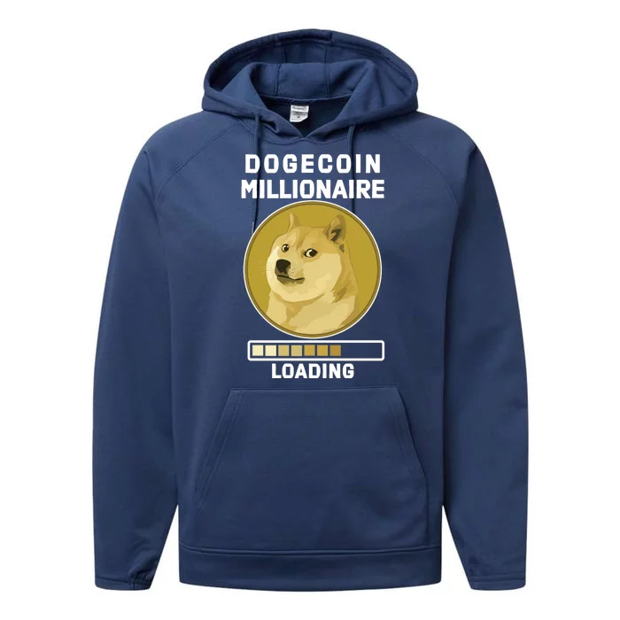 Dogecoin Millionaire Loading Funny Doge Crypto Performance Fleece Hoodie