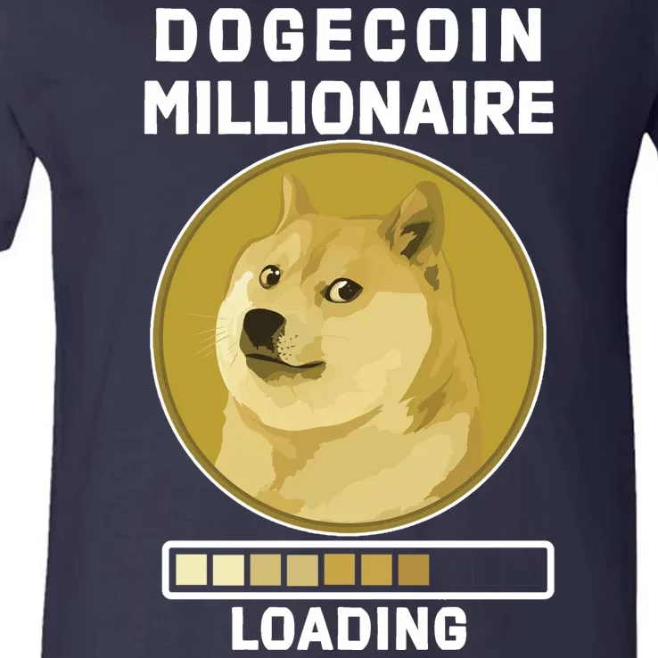 Dogecoin Millionaire Loading Funny Doge Crypto V-Neck T-Shirt