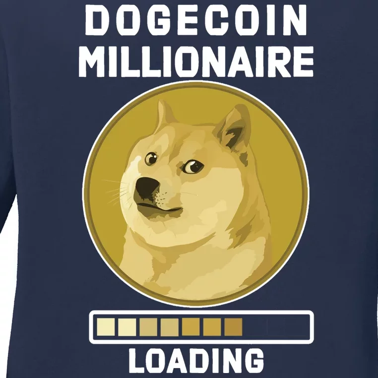 Dogecoin Millionaire Loading Funny Doge Crypto Ladies Long Sleeve Shirt