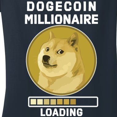Dogecoin Millionaire Loading Funny Doge Crypto Women's V-Neck T-Shirt