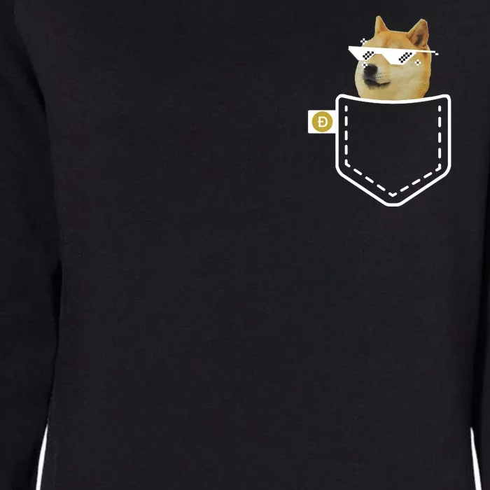 Dogecoin Pocket Doge Coin Womens California Wash Sweatshirt