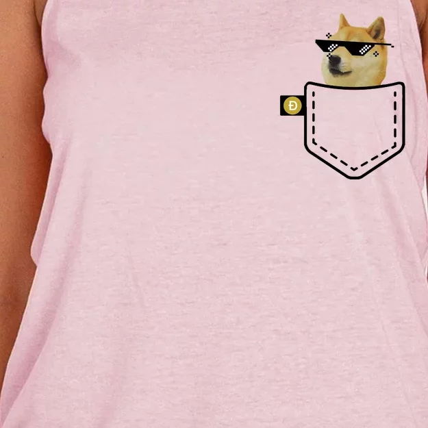 Dogecoin Pocket Doge Coin Women's Knotted Racerback Tank