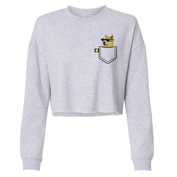 Dogecoin Pocket Doge Coin Cropped Pullover Crew