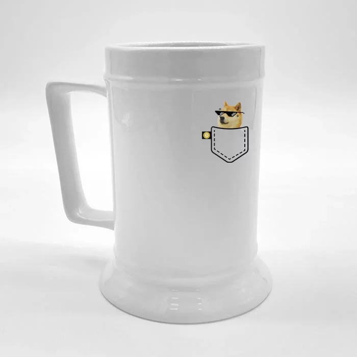 Dogecoin Pocket Doge Coin Front & Back Beer Stein