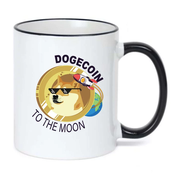 Dogecoin to the moon Black Color Changing Mug