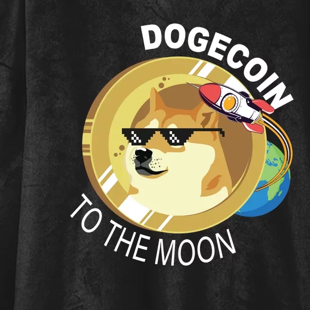 Dogecoin to the moon Hooded Wearable Blanket