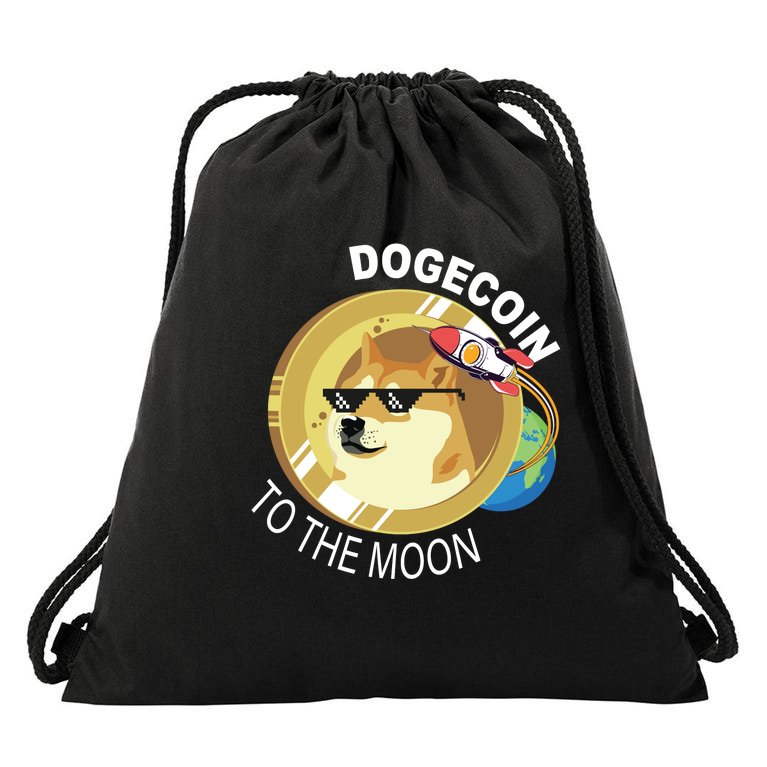 Dogecoin to the moon Drawstring Bag