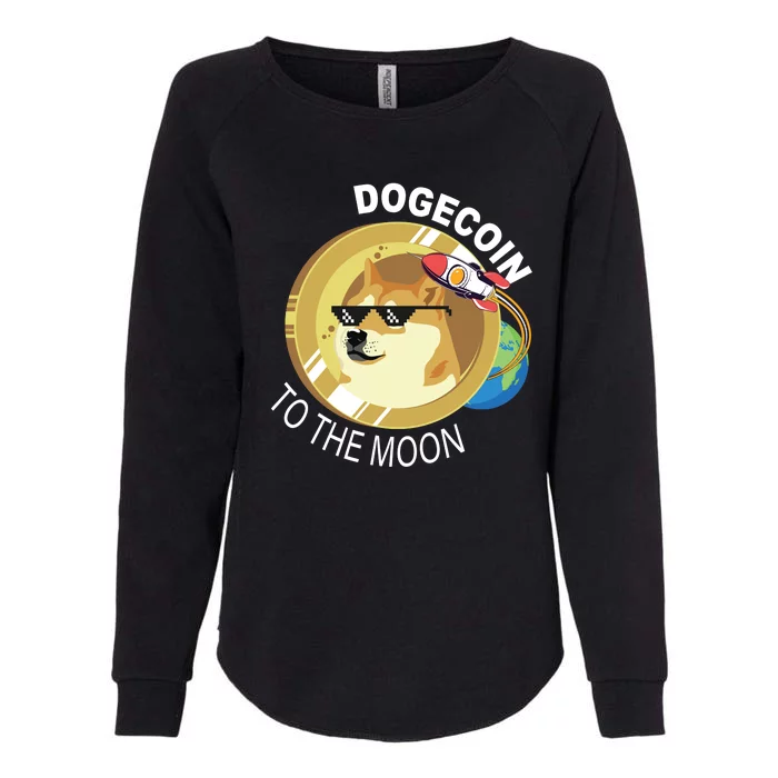 DogeCoin To The Moon Womens California Wash Sweatshirt