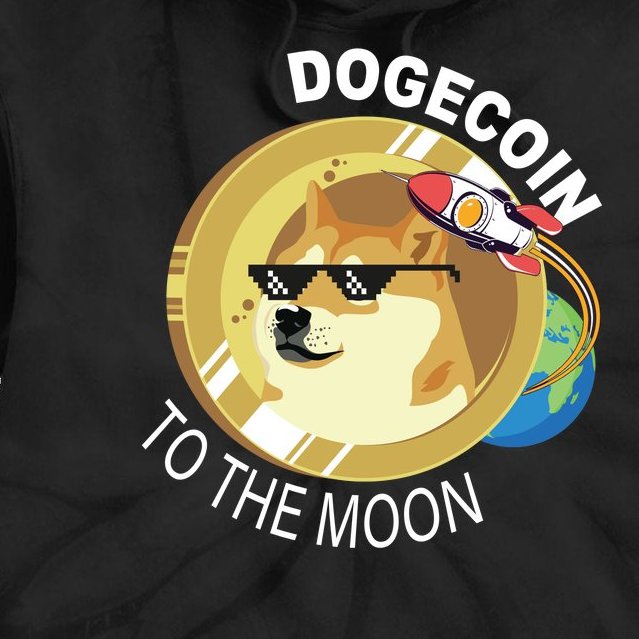 Dogecoin to the moon Tie Dye Hoodie