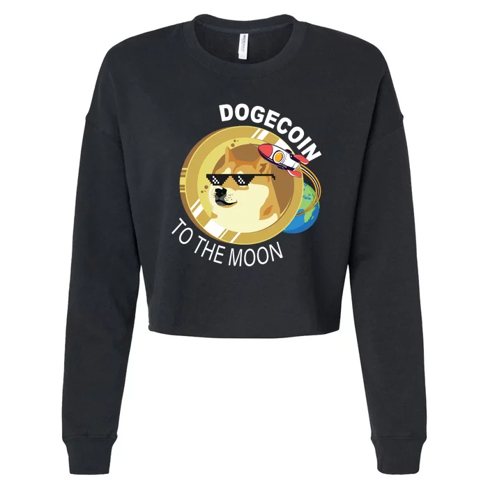 Dogecoin to the moon Cropped Pullover Crew