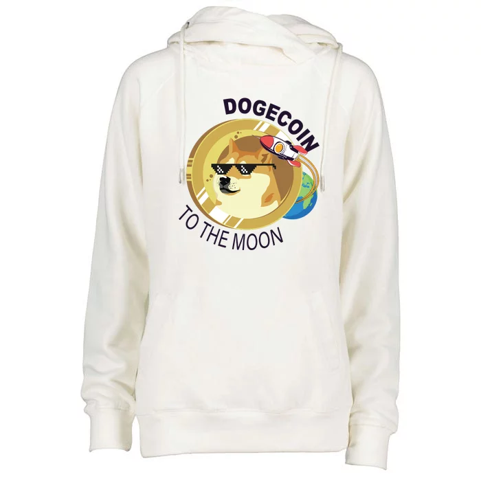 DogeCoin To The Moon Womens Funnel Neck Pullover Hood