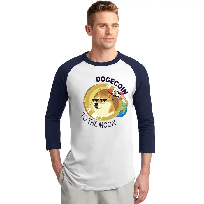 DogeCoin To The Moon Baseball Sleeve Shirt