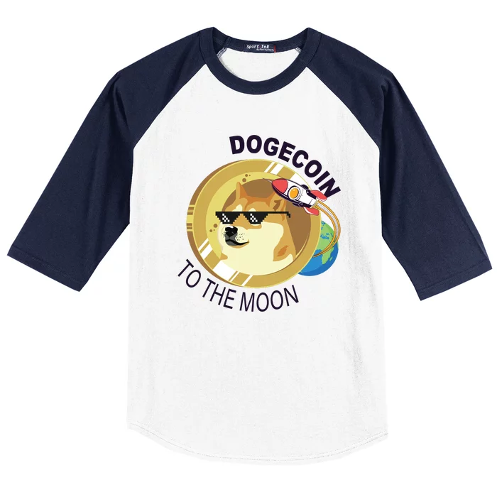 DogeCoin To The Moon Baseball Sleeve Shirt