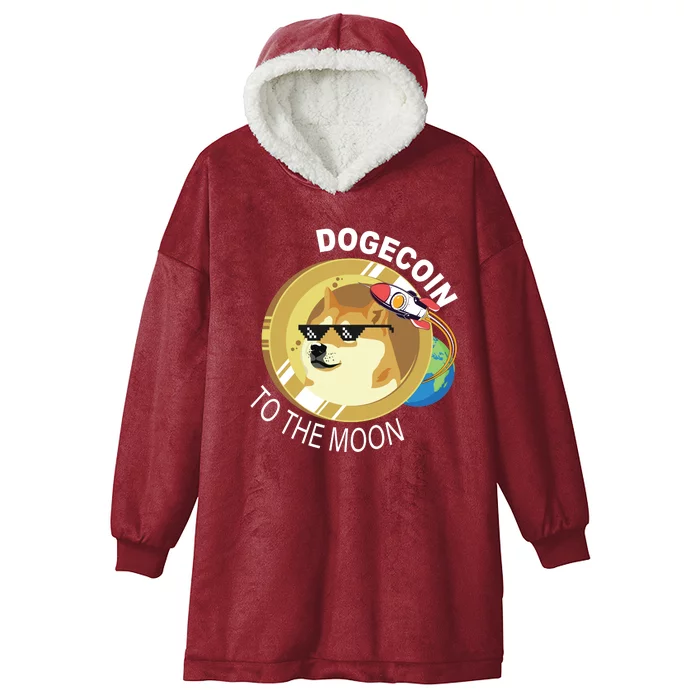 DogeCoin To The Moon Hooded Wearable Blanket