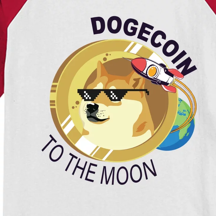 DogeCoin To The Moon Kids Colorblock Raglan Jersey