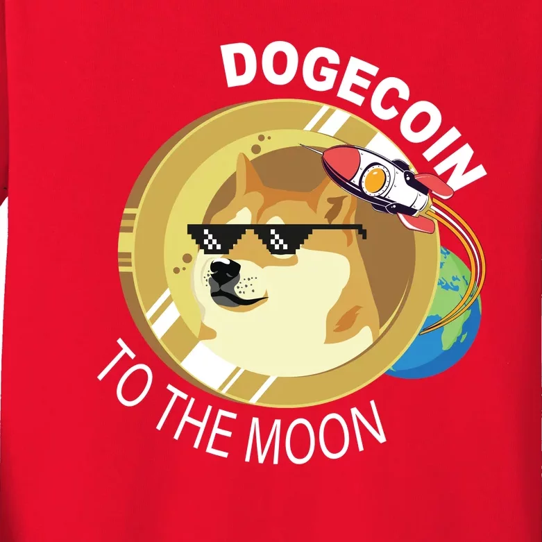 DogeCoin To The Moon Kids Long Sleeve Shirt