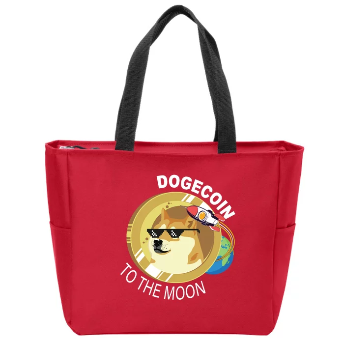 DogeCoin To The Moon Zip Tote Bag