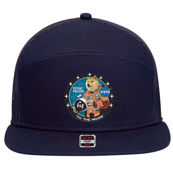 Dogecoin To The Moon Astronaut 7 Panel Mesh Trucker Snapback Hat