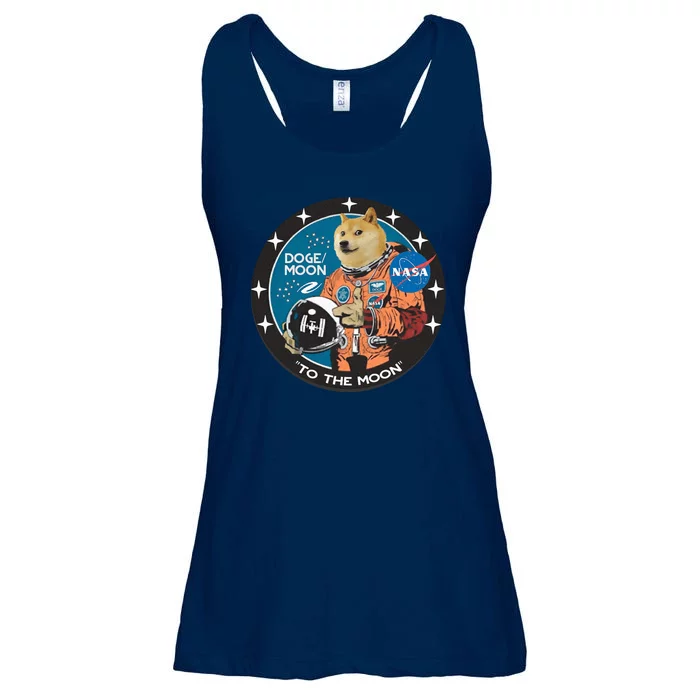 Dogecoin To The Moon Astronaut Ladies Essential Flowy Tank