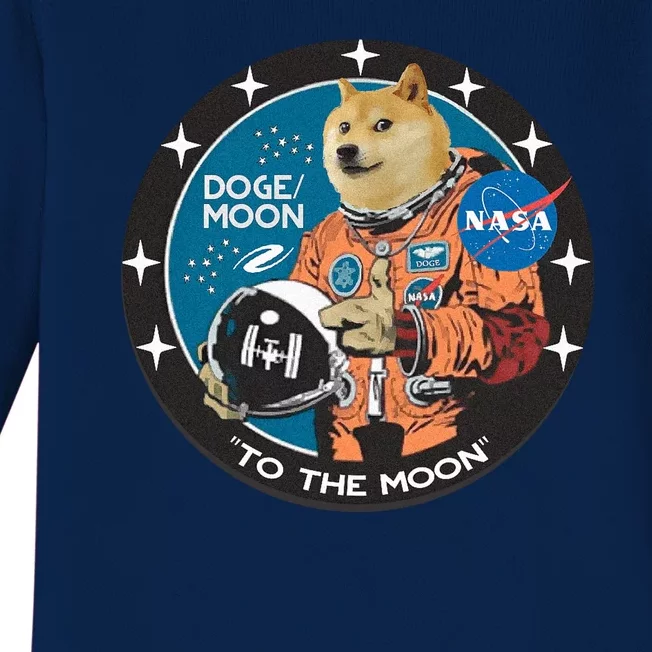 Dogecoin To The Moon Astronaut Baby Long Sleeve Bodysuit