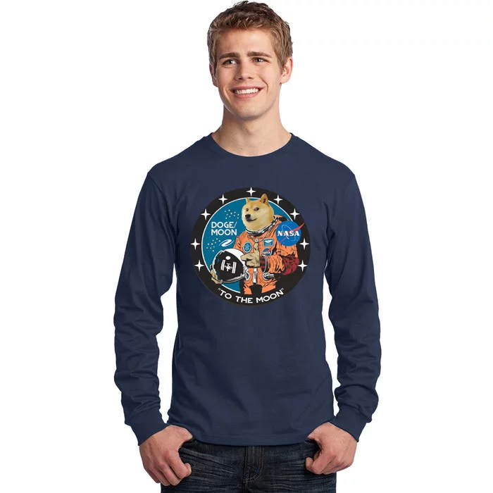 Dogecoin To The Moon Astronaut Tall Long Sleeve T-Shirt