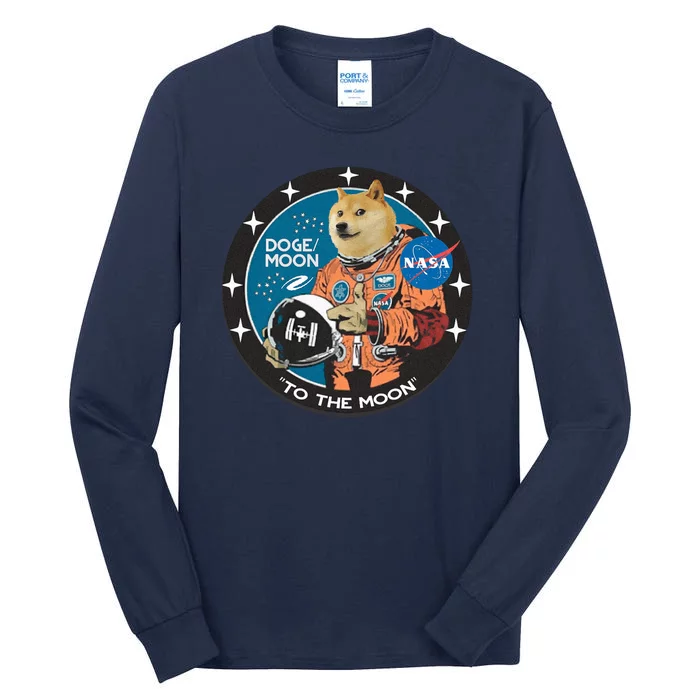 Dogecoin To The Moon Astronaut Tall Long Sleeve T-Shirt