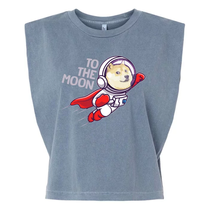 Dogecoin To The Moon Coin Crypto Currency Super Astronaut Garment-Dyed Women's Muscle Tee