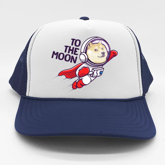 Dogecoin To The Moon Coin Crypto Currency Super Astronaut Trucker Hat