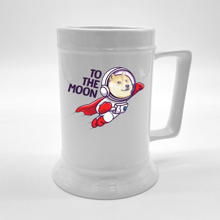 Dogecoin To The Moon Coin Crypto Currency Super Astronaut Front & Back Beer Stein