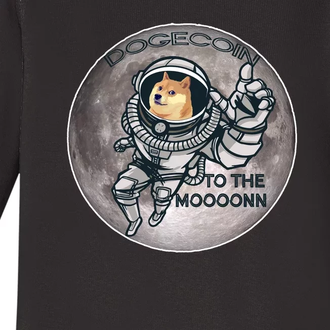 Dogecoin To the Moon Doge Baby Long Sleeve Bodysuit