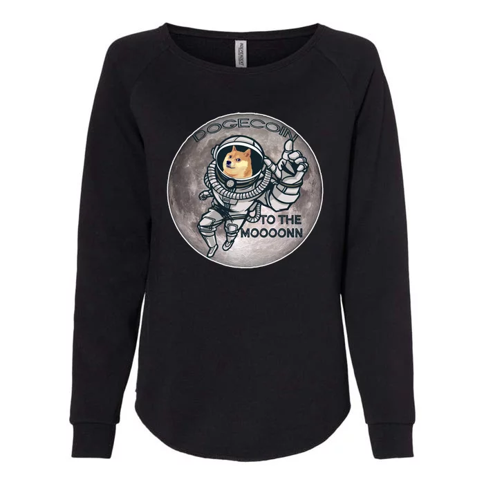 Dogecoin To the Moon Doge Womens California Wash Sweatshirt