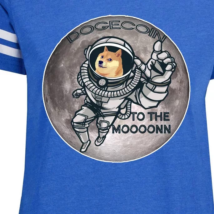 Dogecoin To the Moon Doge Enza Ladies Jersey Football T-Shirt