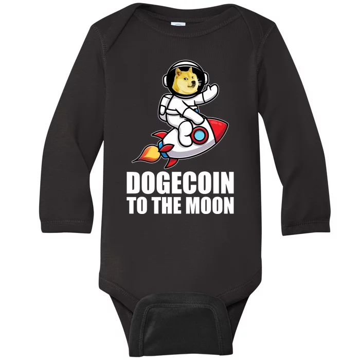 DogeCoin To The Moon Doge Crypto Baby Long Sleeve Bodysuit