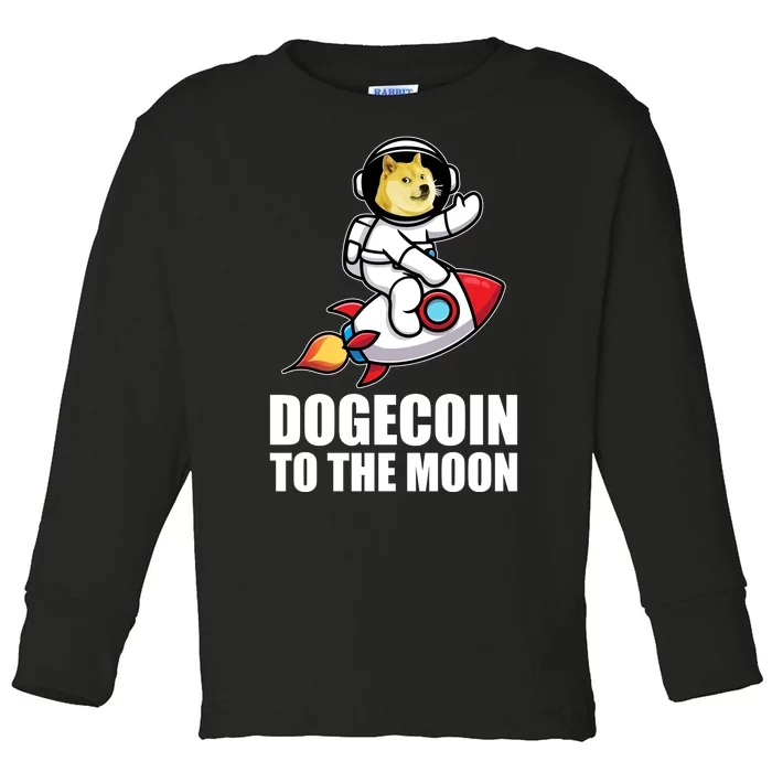 DogeCoin To The Moon Doge Crypto Toddler Long Sleeve Shirt