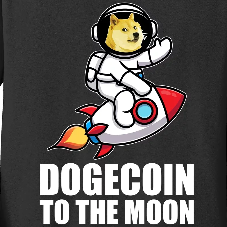 DogeCoin To The Moon Doge Crypto Kids Long Sleeve Shirt