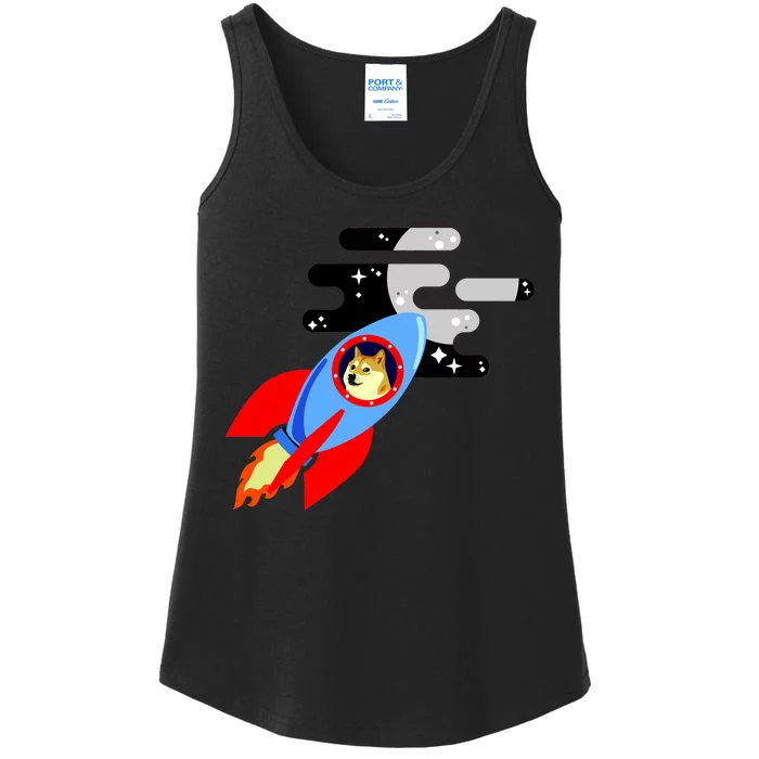 Dogecoin To the Moon Hodl Crypto Currency Ladies Essential Tank